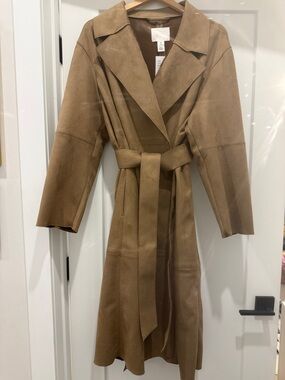 H&M Suede Trench Coat - Brown - Size M